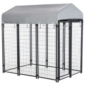 6' x 4' x 6' Large Dog Kennel Outdoor, Heavy Duty Dog Kennel with UV-Resistant Oxford Cloth Roof & Secure Lock, Black