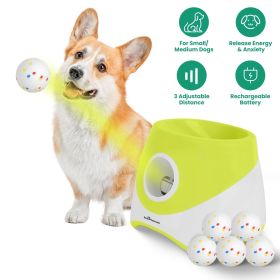 Automatic Dog Ball Launcher Rechargeable Interactive Pet Ball Thrower for Small Medium Dogs Interactive Dog Fetch Toy with 3 Adjustable Distance