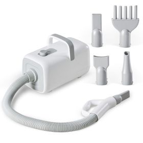 1550W High Velocity Pet Blow Dryer with Heater for Grooming, Speed Temperature Adjustable Dog Blower Grooming Dryer with 4 Nozzles (Color: White)